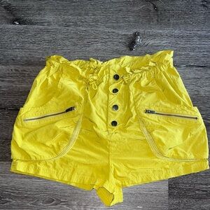 Free People High Waist Yellow Shorts